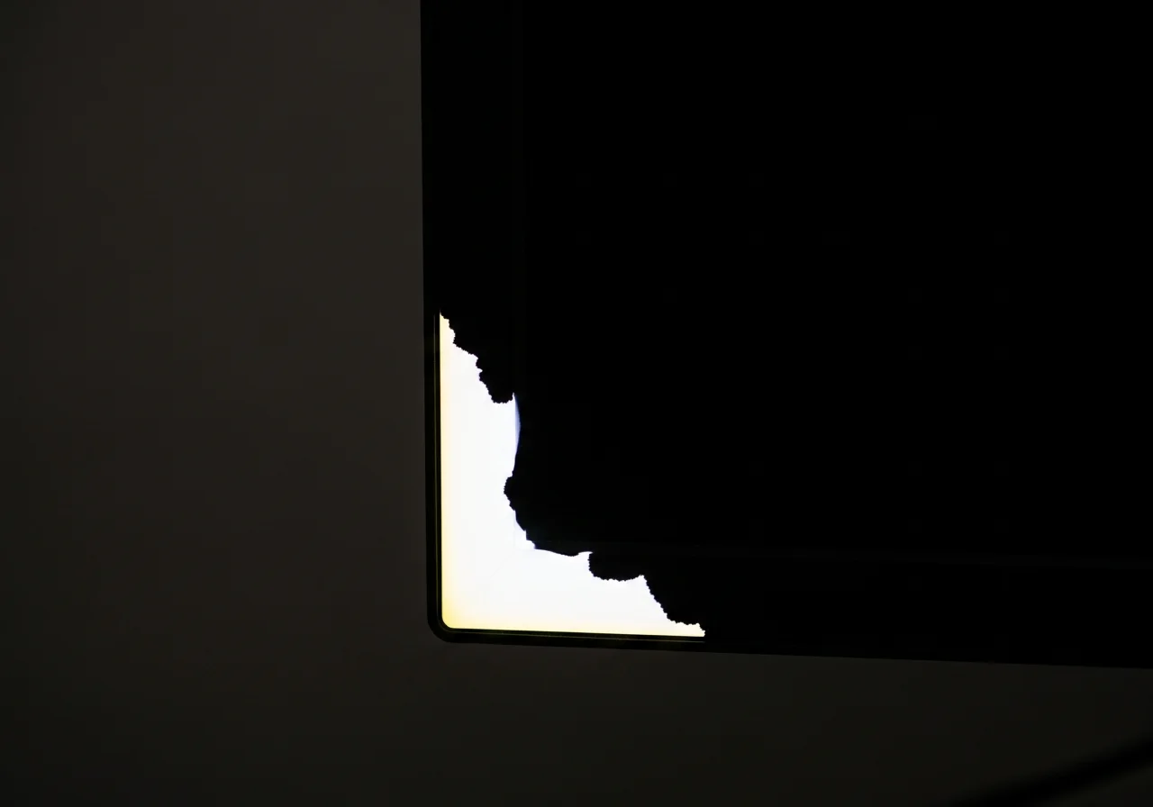 Backlight bleed in the corner of an IPS monitor — static bright patch that does not move with viewing angle