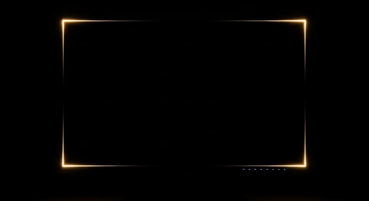 IPS monitor photographed in a dark room showing characteristic IPS glow — warm golden luminance in corners on a pure black screen